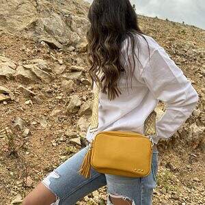 Yellow Willow Camera Crossbody Bag