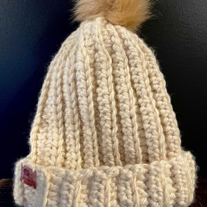 Handmade Wool Hat - Ivory/Ivory Pompom